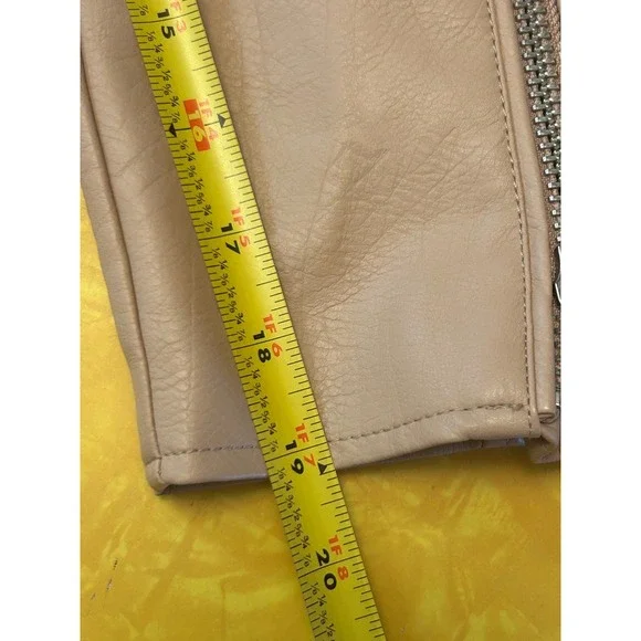Anthropologie Tan Faux Leather Moto Jacket Size Medium - Picture 7 of 7